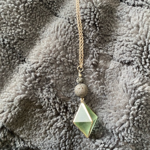 Crystal Necklace with Lava Stones - Picture 2 of 2